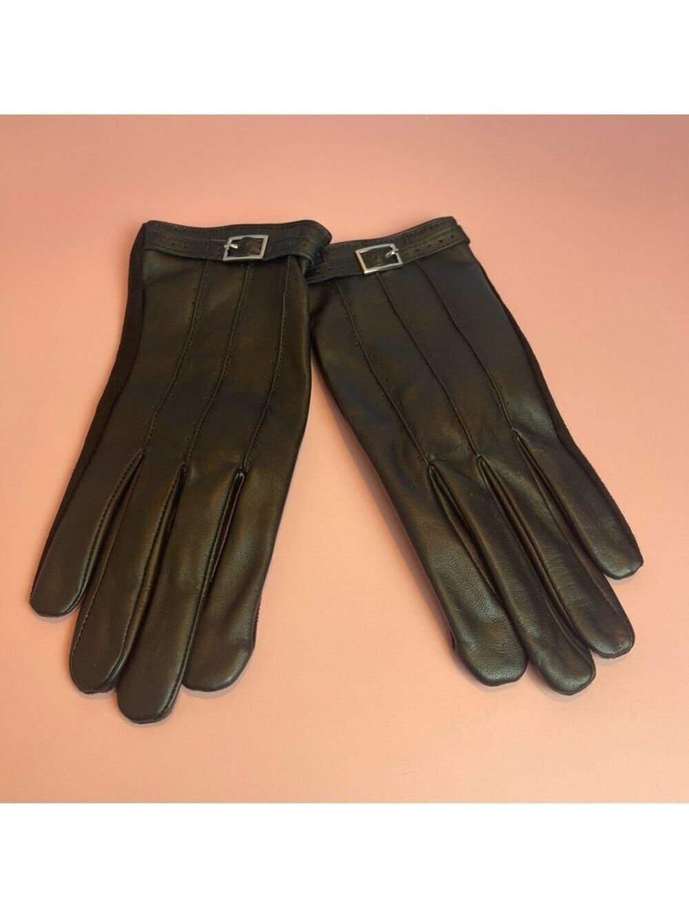 GII Fashion Accessories Black Leather Gloves Touchscreen Size L NWT